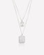 Vera Square two-layered white gold-plated necklace with emerald and square shapes and zircon stones