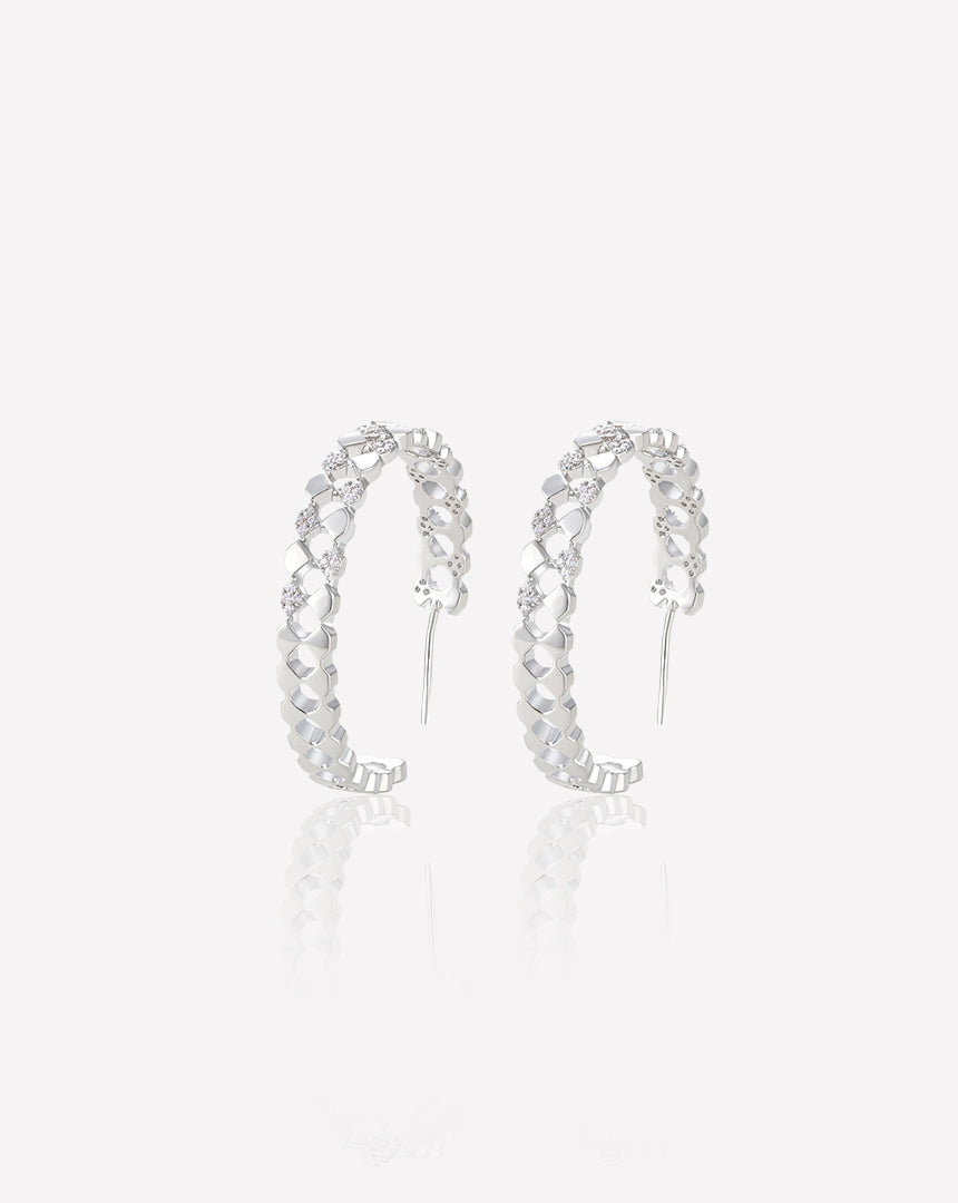 أقراط حلقية - فضي أبيض الصورة الرئيسية