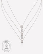 Velora 925 sterling silver layered necklace with baguette zircon stones