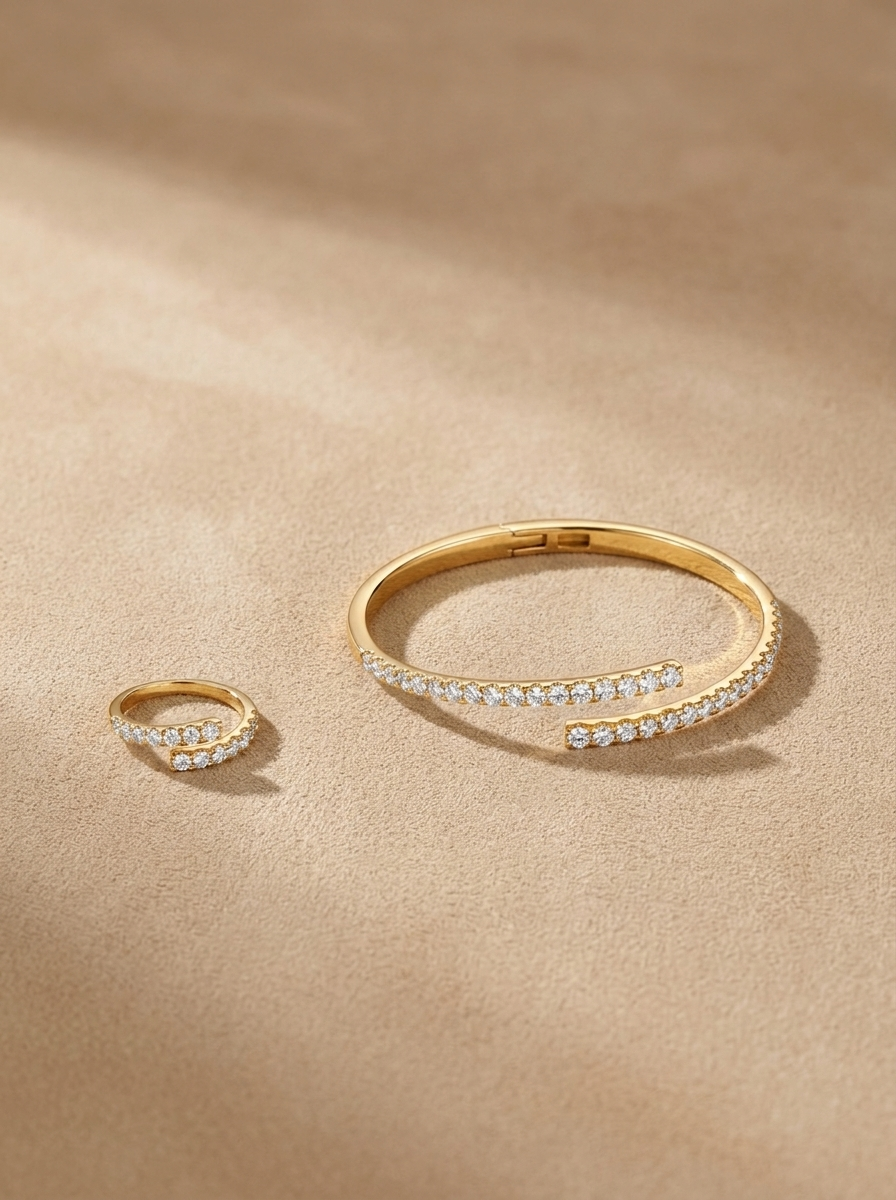 Tennis Bangle-Ring Set
